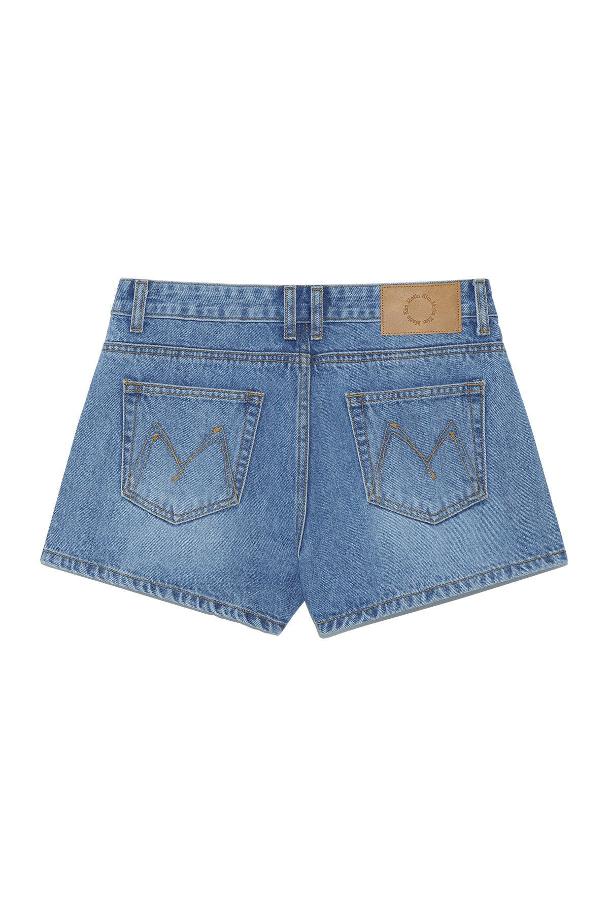 matinkim STITCH POINT DENIM SHORTS IN BLUE
