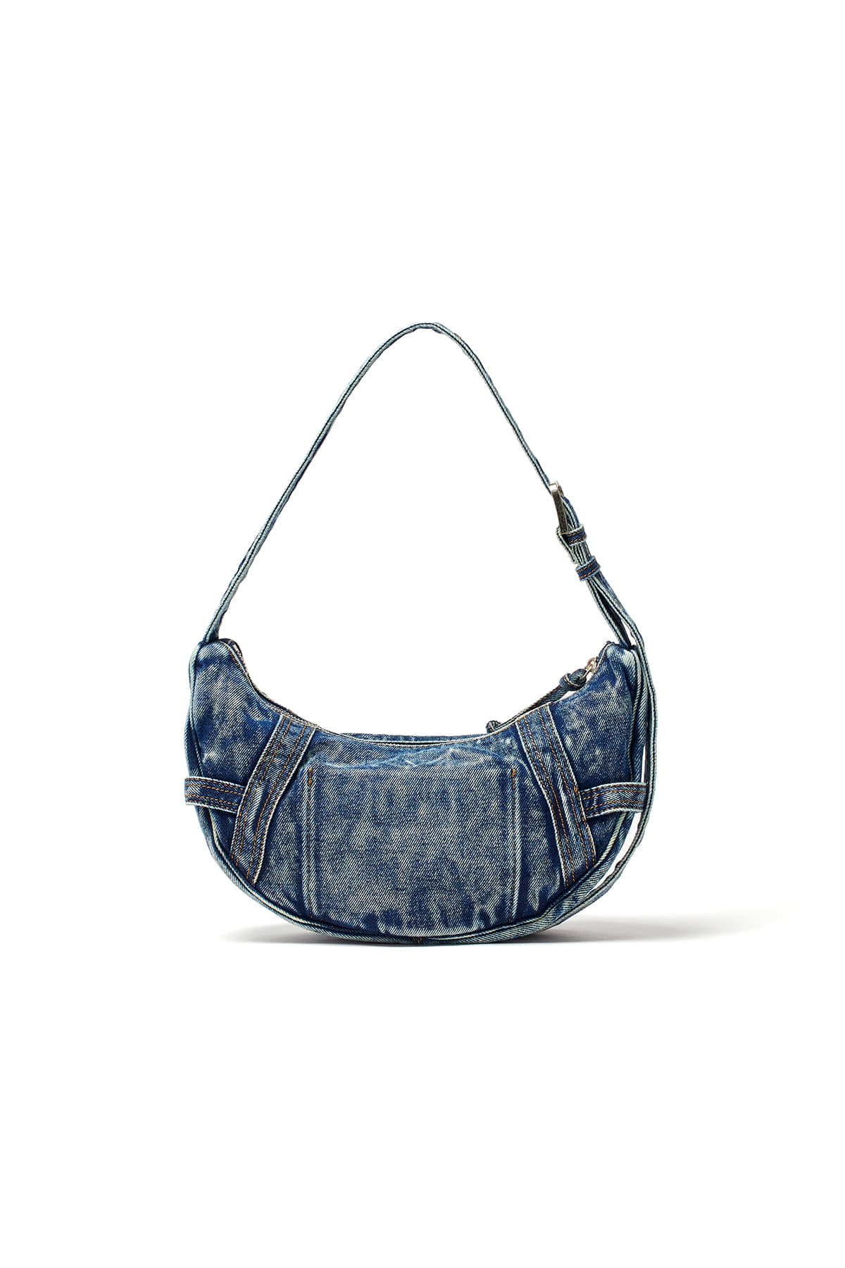 matinkim MATIN WASHED DENIM MINI HOBO BAG IN BLUE