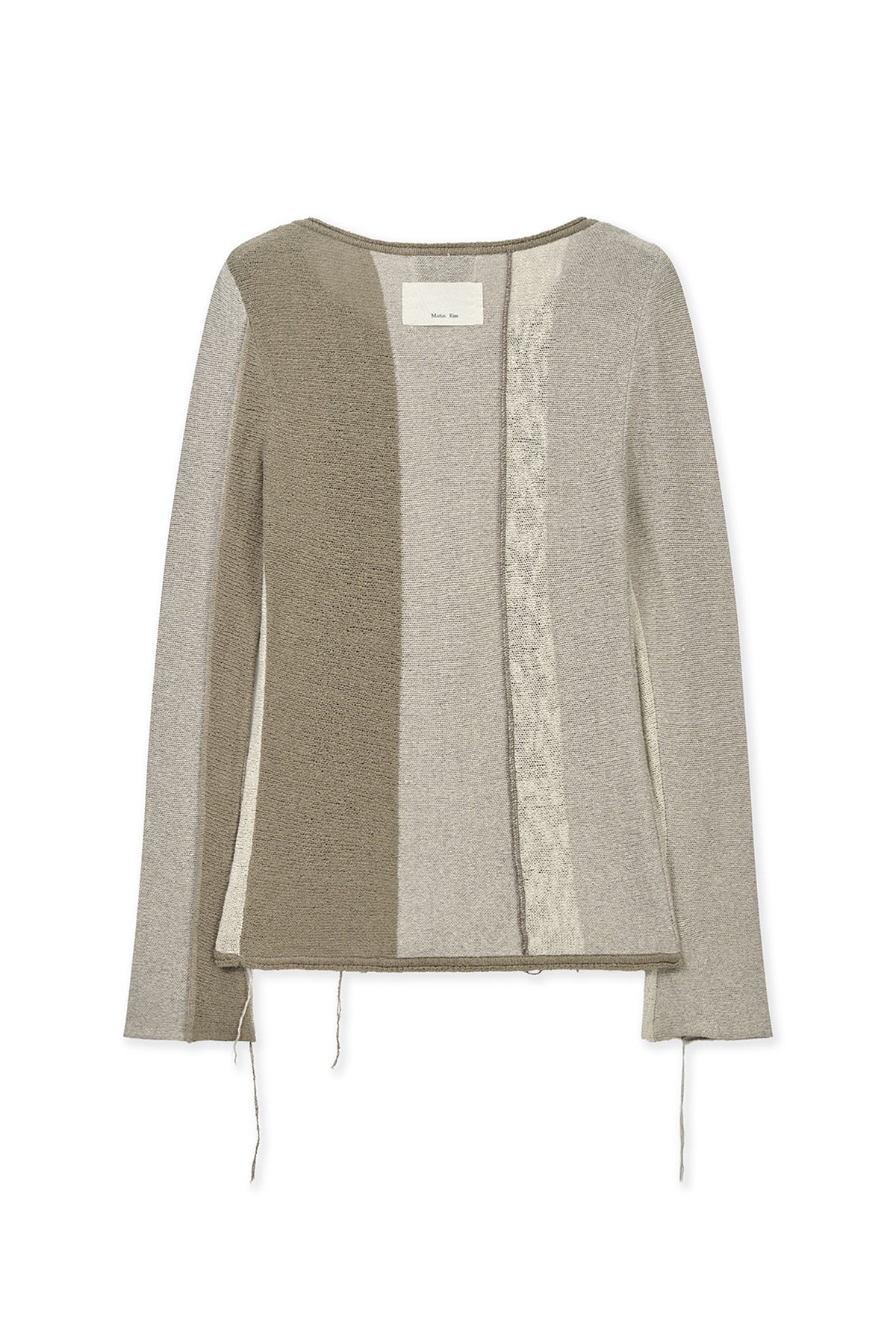 matinkim COLOR BLOCK SLIM KNIT CARDIGAN IN BEIGE