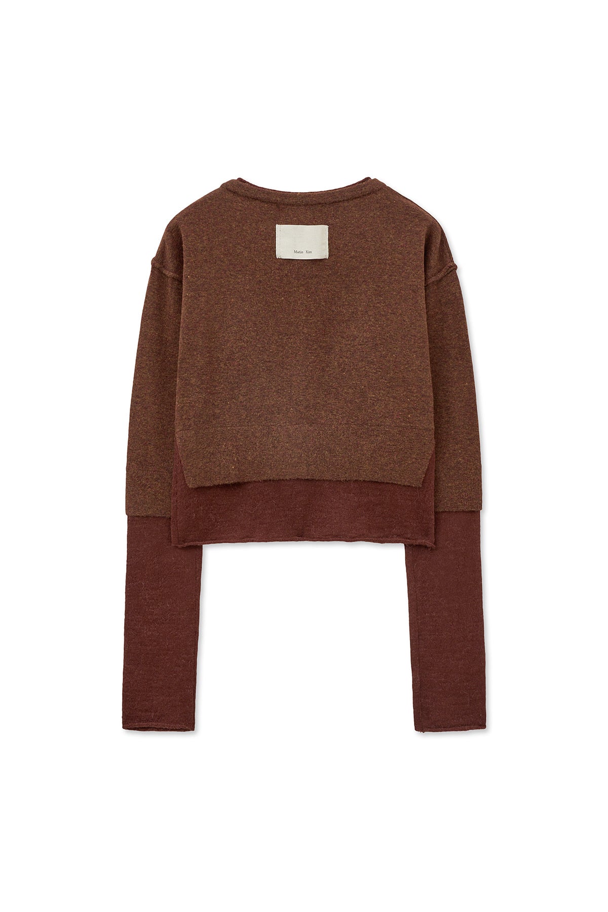 matinkim LAYERED TEXTURE KNIT CARDIGAN IN BROWN