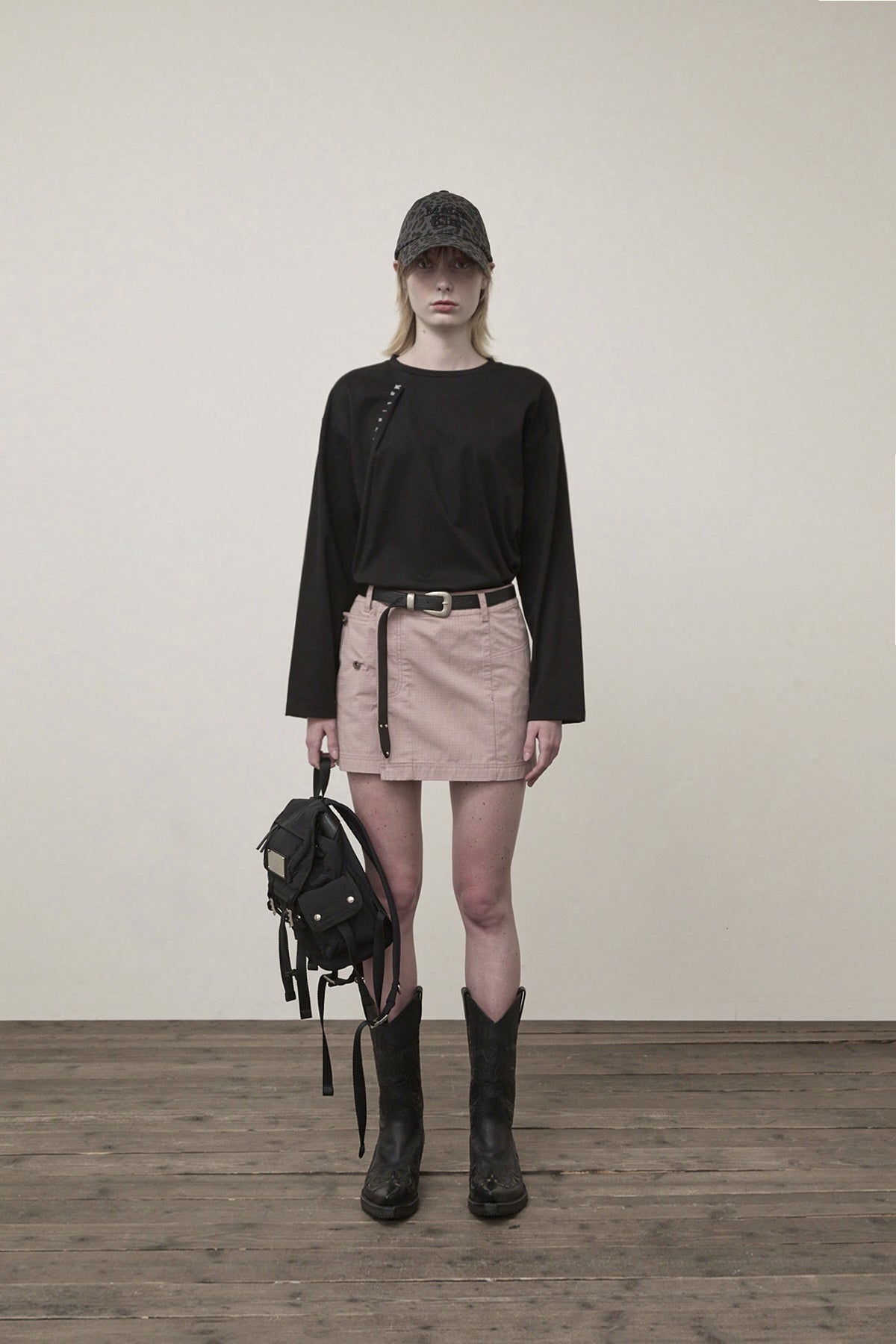 matinkim POCKET FOLDOVER WRAP MINI SKIRT IN INDIAN PINK