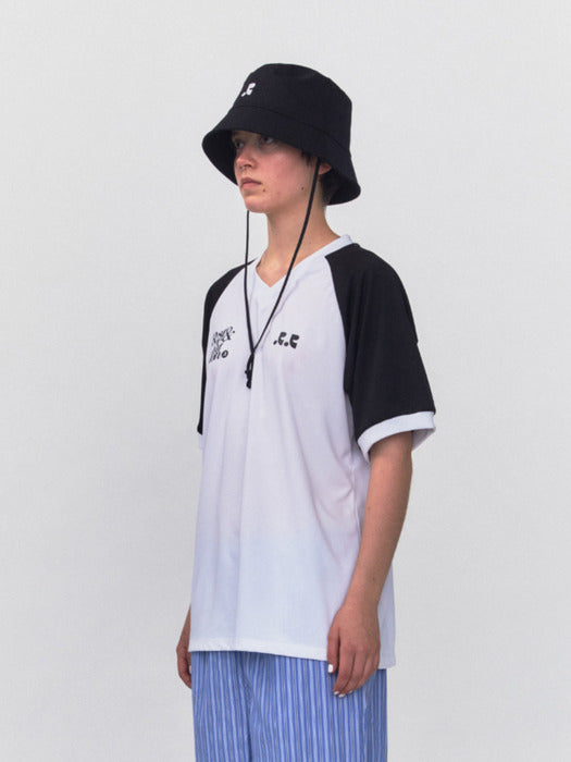 rest&recreation RR V-NECK JERSEY TOP - WHITE