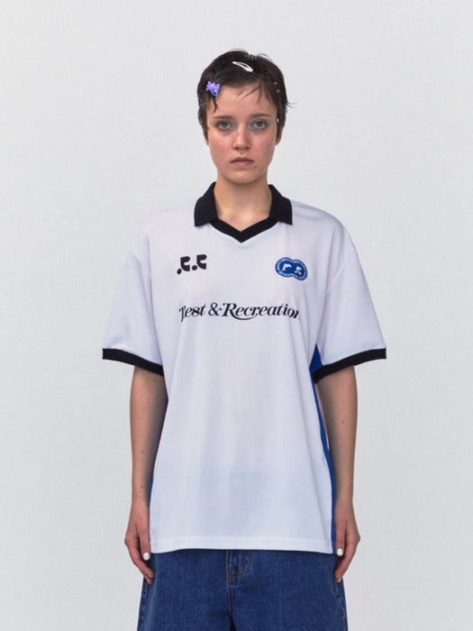 rest&recreation RR COLLAR JERSEY TOP - WHITE