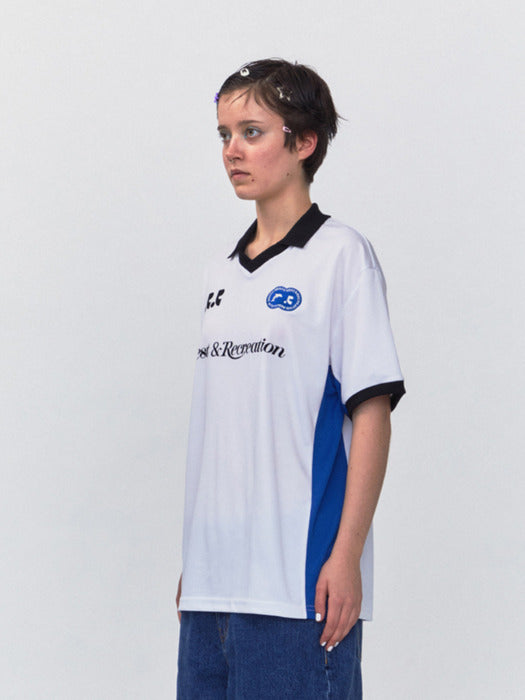 rest&recreation RR COLLAR JERSEY TOP - WHITE