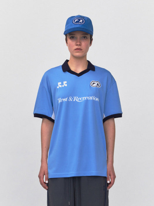 rest&recreation RR COLLAR JERSEY TOP - SKYBLUE