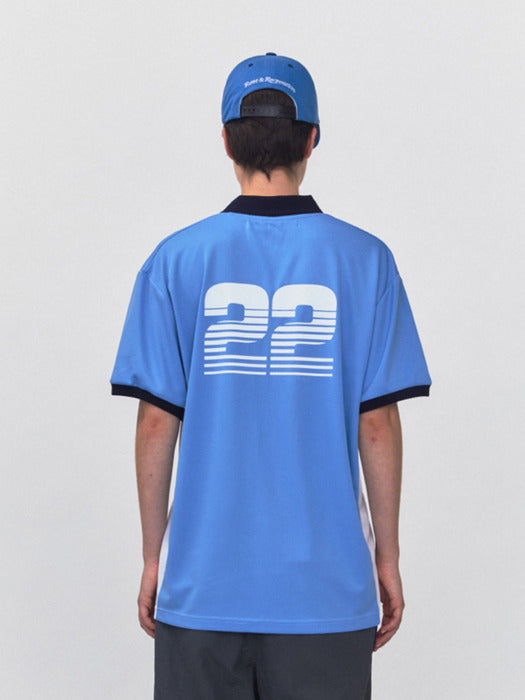 rest&recreation RR COLLAR JERSEY TOP - SKYBLUE