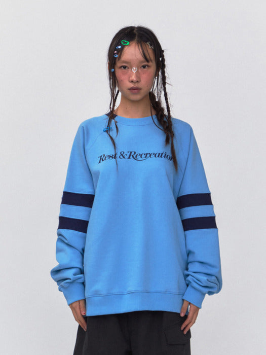 rest&recreation RR OVERSIZED RAGLAN SWEATSHIRT - BLUE