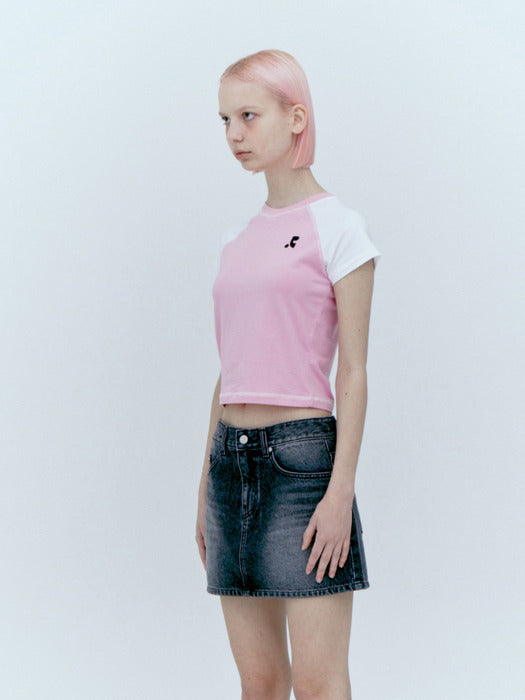 rest&recreation RAGLAN CROP TOP - PINK