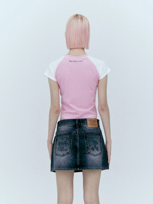rest&recreation RAGLAN CROP TOP - PINK