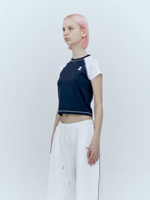 rest&recreation RAGLAN CROP TOP - NAVY