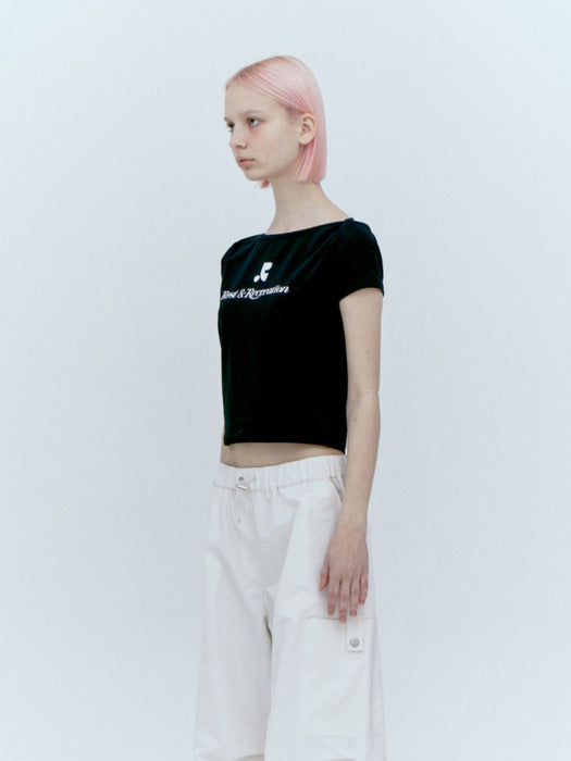rest&recreation LOGO LIP NECK T-SHIRT - BLACK