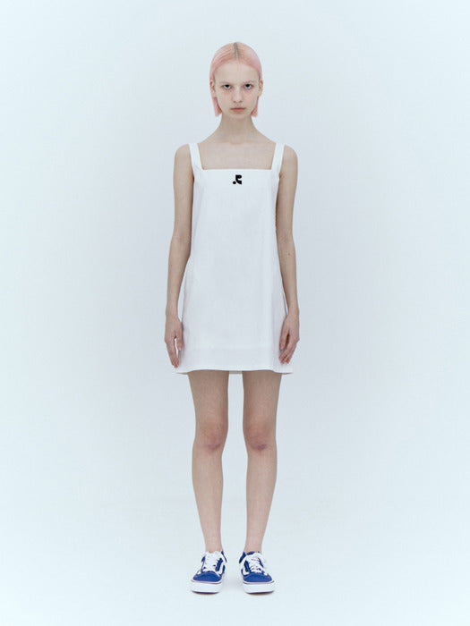 rest&recreation SQUARE-NECK MINI DRESS - WHITE