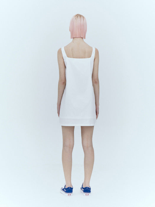 rest&recreation SQUARE-NECK MINI DRESS - WHITE