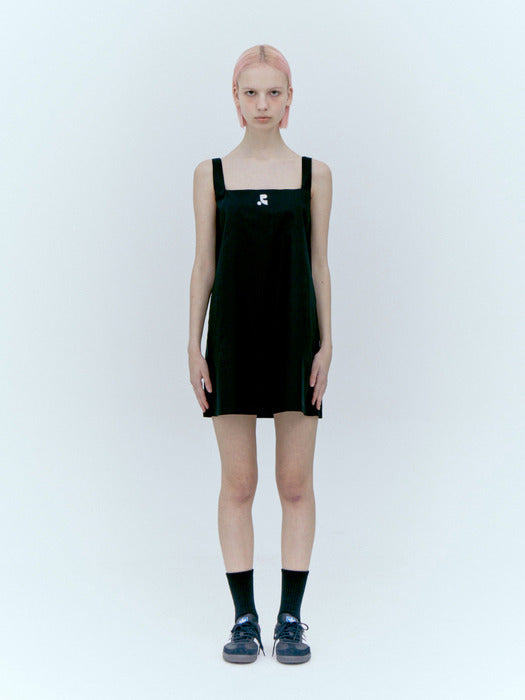 rest&recreation SQUARE NECK MINI DRESS - BLACK