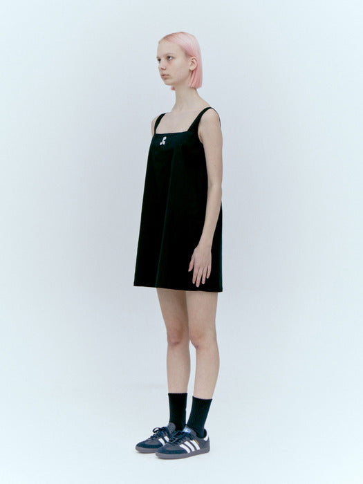 rest&recreation SQUARE NECK MINI DRESS - BLACK