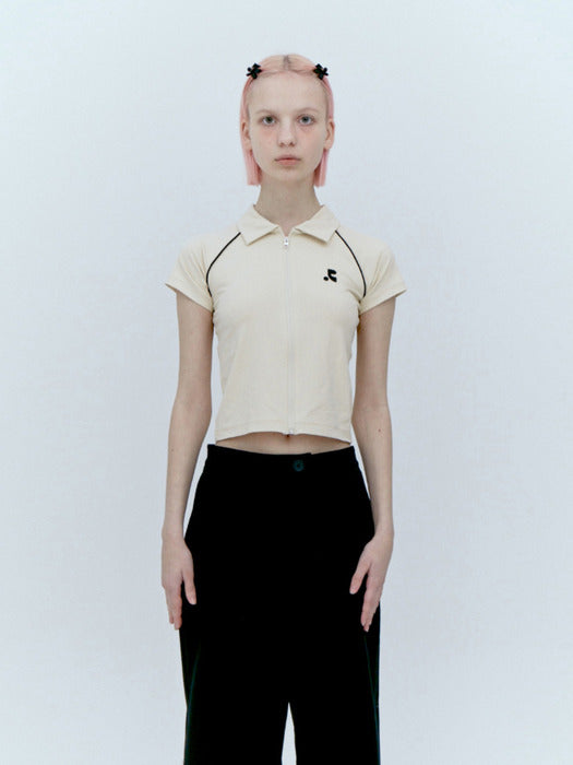 rest&recreation COLLAR ZIP-UP TOP - CREAM