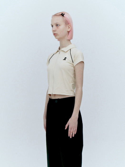rest&recreation COLLAR ZIP-UP TOP - CREAM