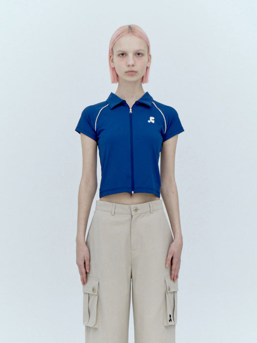 rest&recreation COLLAR ZIP-UP TOP - BLUE