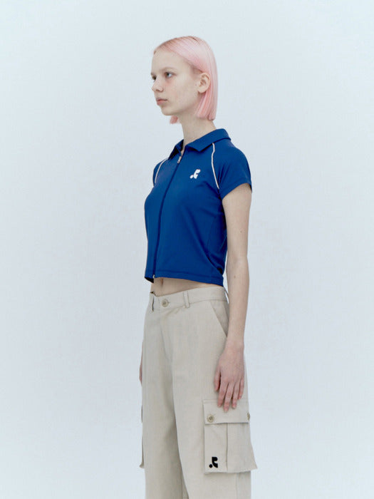 rest&recreation COLLAR ZIP-UP TOP - BLUE