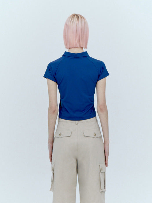 rest&recreation COLLAR ZIP-UP TOP - BLUE