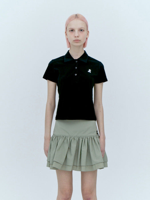 rest&recreation LIGHT POLO TOP - BLACK