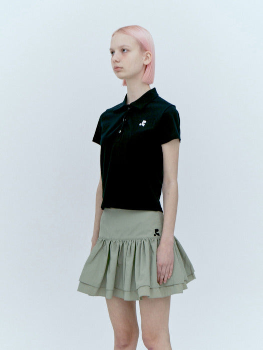 rest&recreation LIGHT POLO TOP - BLACK