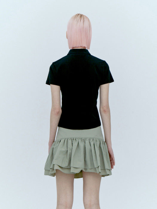 rest&recreation LIGHT POLO TOP - BLACK