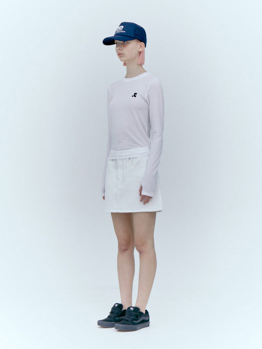 rest&recreation DENIM MINI SKIRT - WHITE