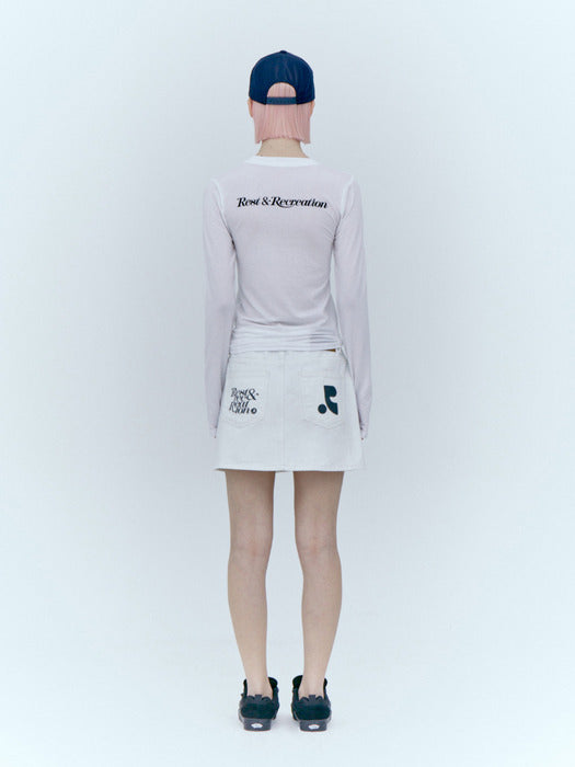 rest&recreation DENIM MINI SKIRT - WHITE