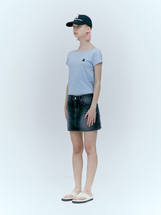 rest&recreation DENIM MINI SKIRT - BLACK