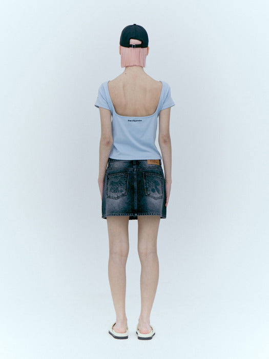 rest&recreation DENIM MINI SKIRT - BLACK