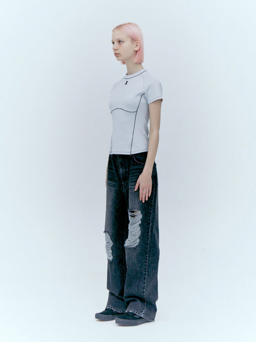 rest&recreation LOGO SPORT TOP - GREY