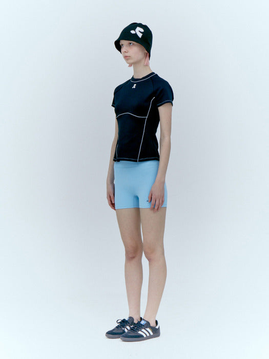 rest&recreation LOGO SPORT TOP - BLACK