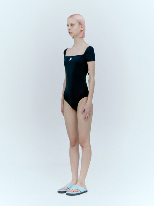 rest&recreation HALF SLEEVE SWIM SUIT - BLACK