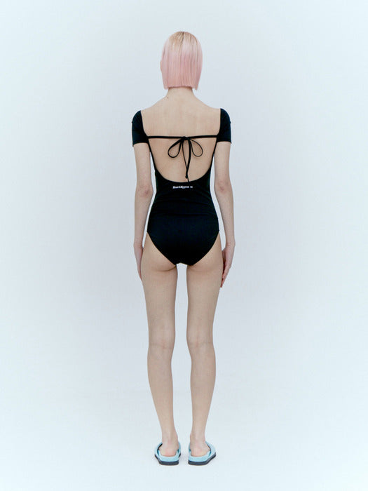 rest&recreation HALF SLEEVE SWIM SUIT - BLACK