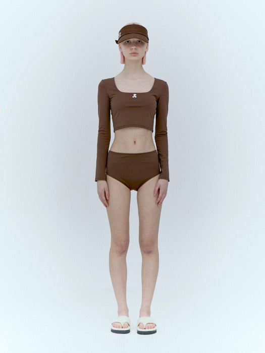 rest&recreation CROPPED TOP + SHORTS SET - BROWN