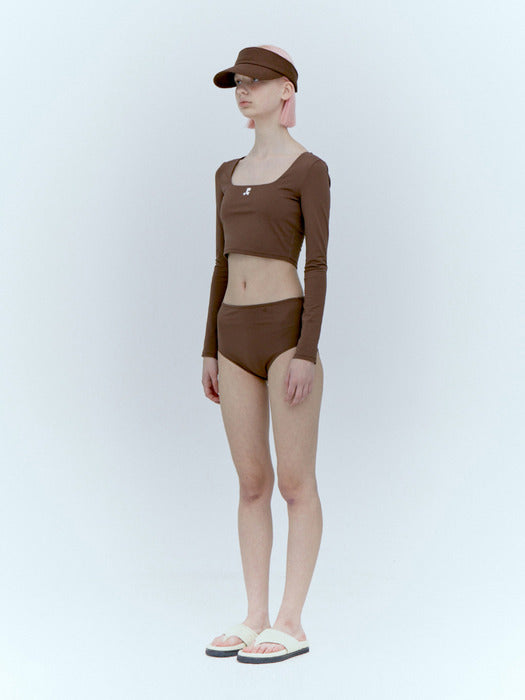 rest&recreation CROPPED TOP + SHORTS SET - BROWN