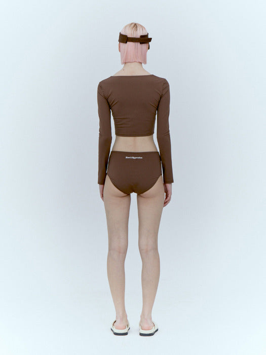 rest&recreation CROPPED TOP + SHORTS SET - BROWN