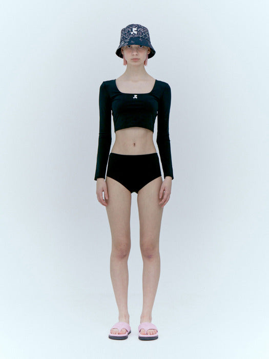 rest&recreation CROPPED TOP + SHORTS SET  - BLACK