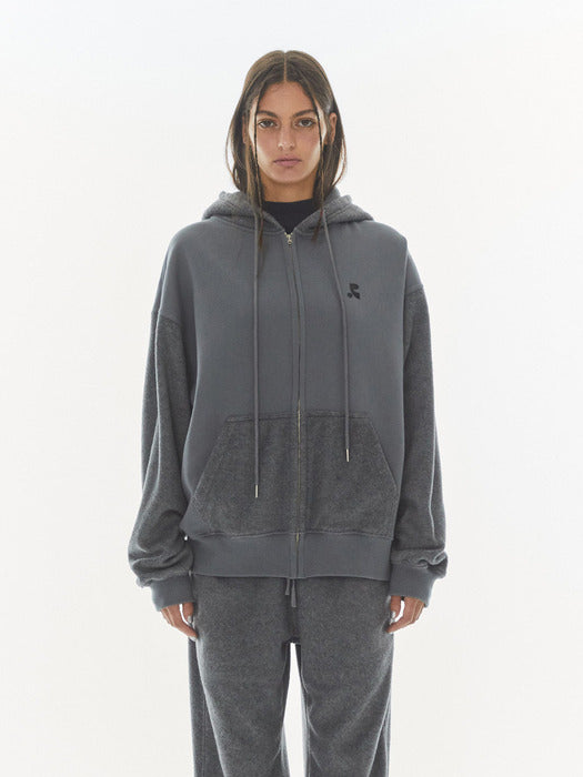 rest&recreation COLORATION FLEECE HOOD ZIP-UP - GREY