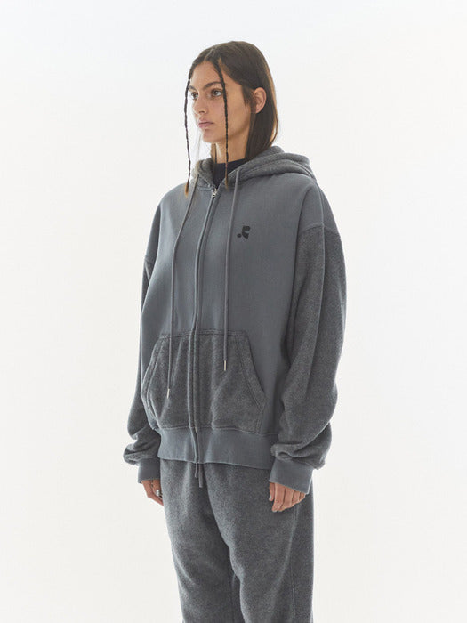 rest&recreation COLORATION FLEECE HOOD ZIP-UP - GREY