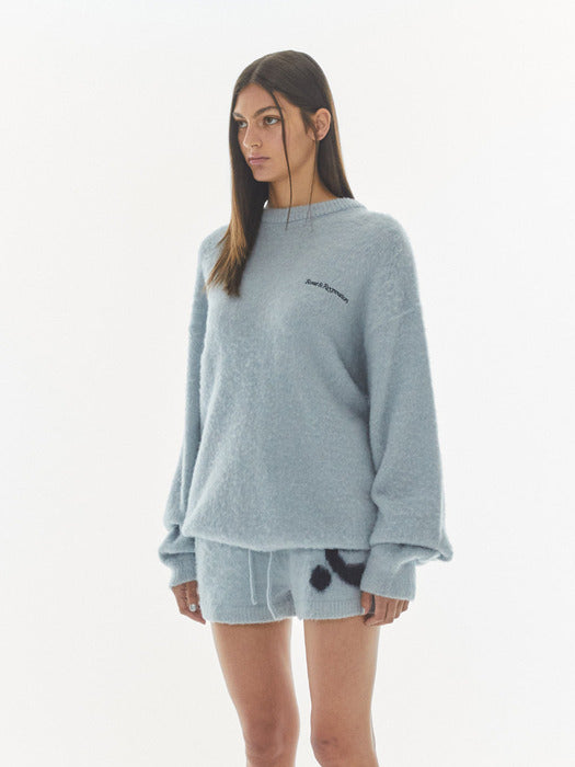 rest&recreation HAIRY JACQUARD KNIT TOP - SKY BLUE