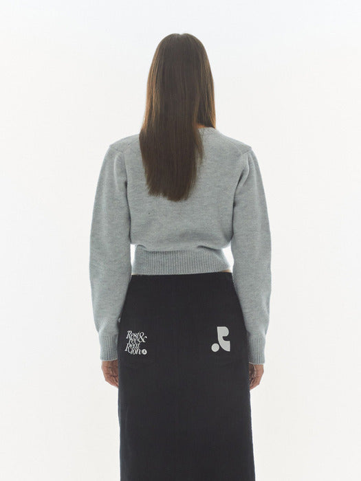 rest&recreation WOOL V-NECK CROPPED KNIT - GREY