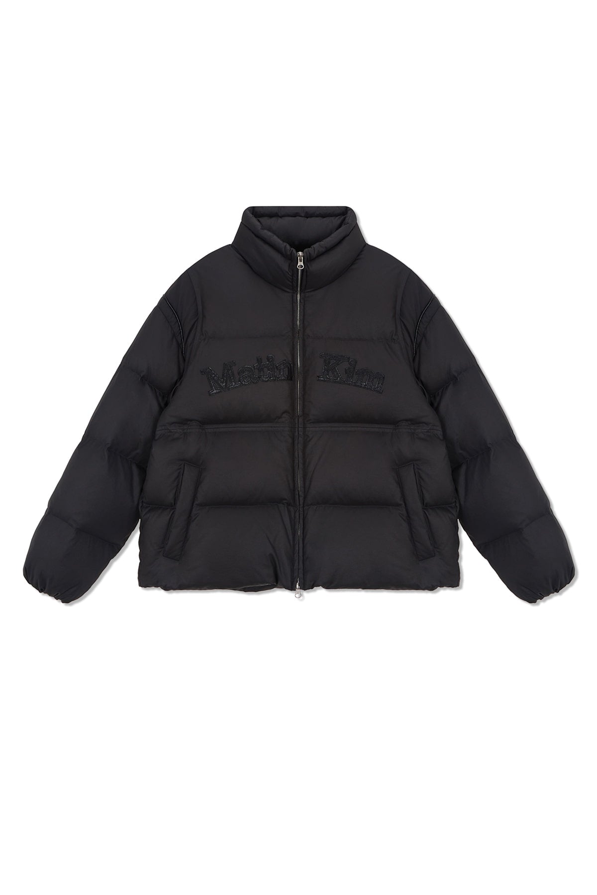 matinkim LOGO APPLIQUE GLOSSY DOWN JUMPER FOR MEN IN CHARCOAL
