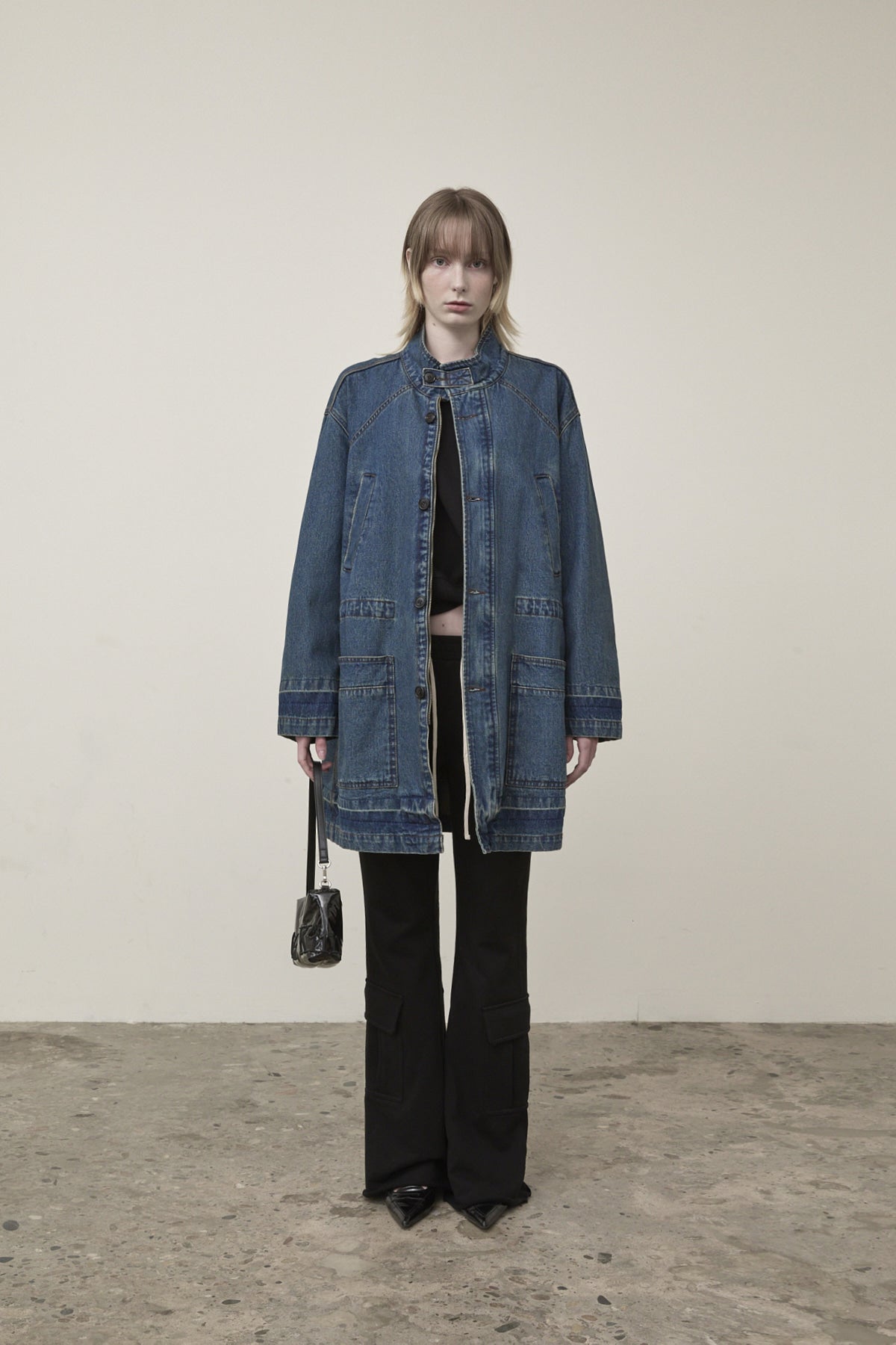 matinkim POCKET POINT MIDI DENIM JUMPER IN BLUE