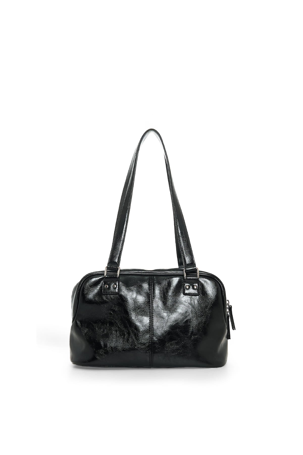 matinkim DOUBLE POCKET BRICK SHOULDER BAG IN BLACK