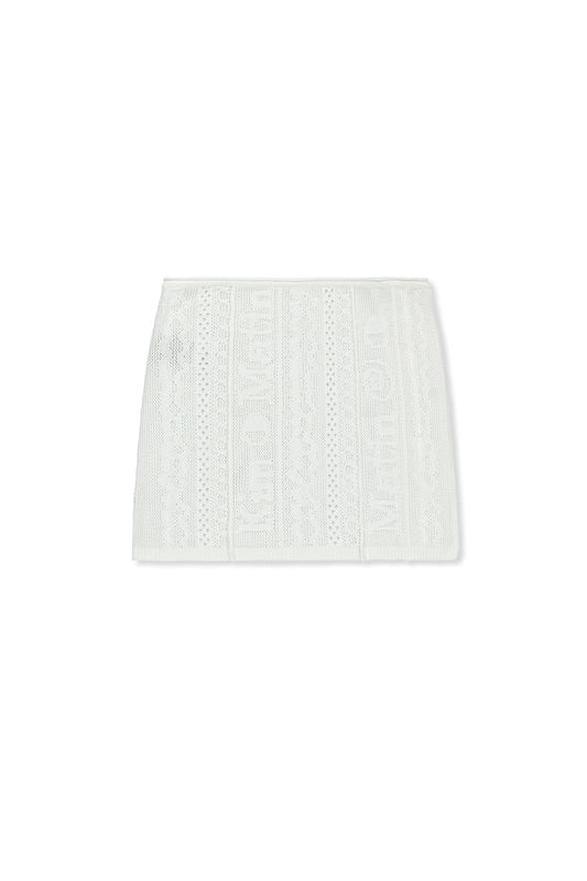 matinkim MESH LOGO WRAP MINI SKIRT IN WHITE