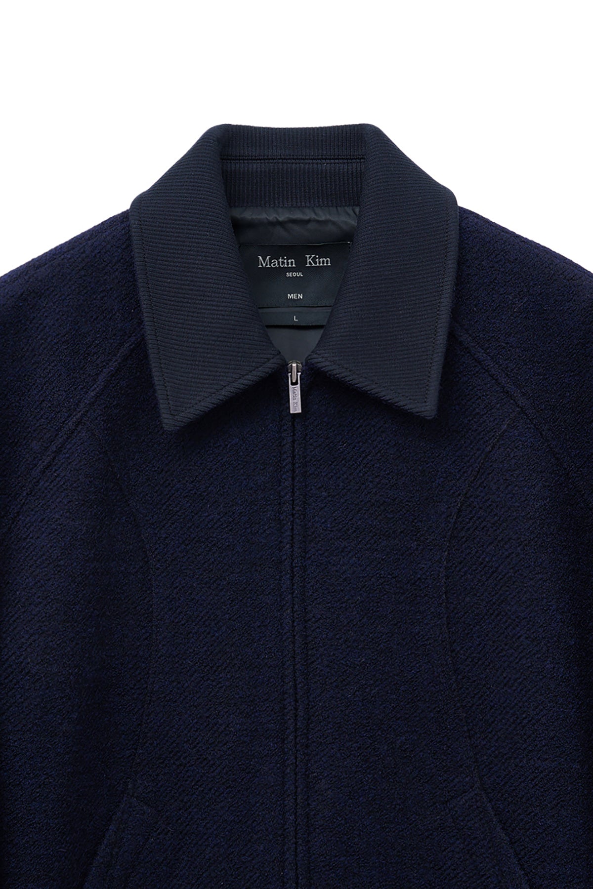 matinkim CURVED POINT WOOL JUMPER FOR MEN IN NAVY