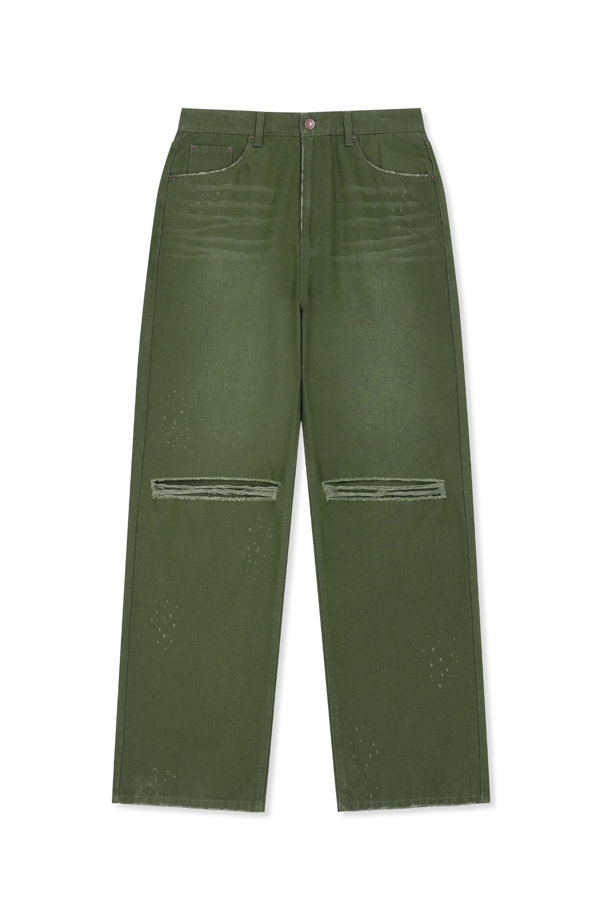 matinkim DISTRESSED DENIM PANTS FOR MEN IN KHAKI