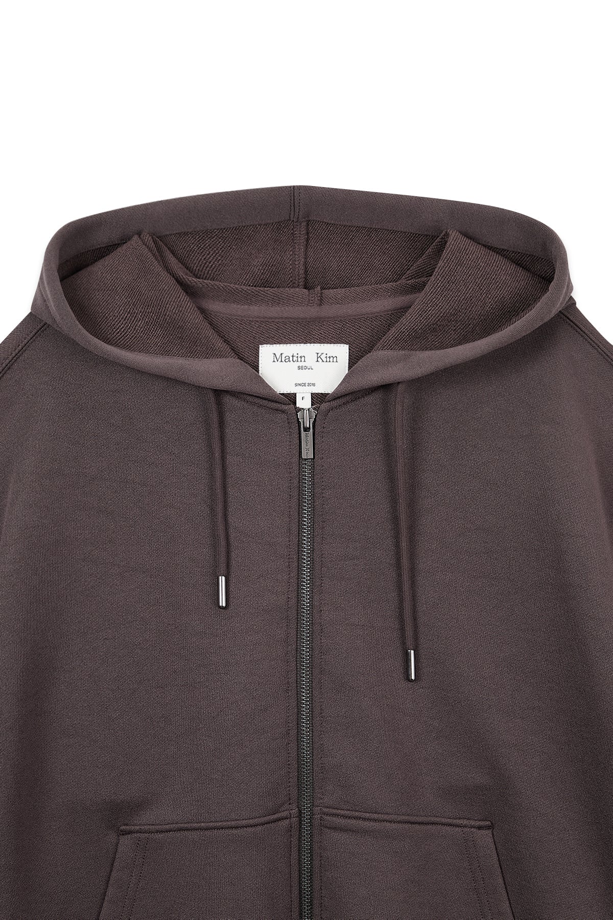 matinkim BACK LOGO GLITTER HOODY ZIP UP FOR WOMEN IN BROWN